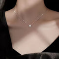 Elegant and Simple Glass-Set Iron Lucky Clover Pendant Necklace for Everyday Wear